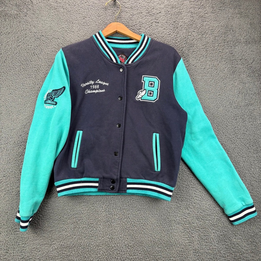 Soho Babe Varsity League 1988 Champions Letterman Jacket‎ Navy Teal Womens XL